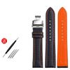 Genuine Leather Bracelet Carbon Fiber Grain Watchband Red Stitching 18mm 20mm 22mm Watch Band Strap Accessories Butterfly Buckle