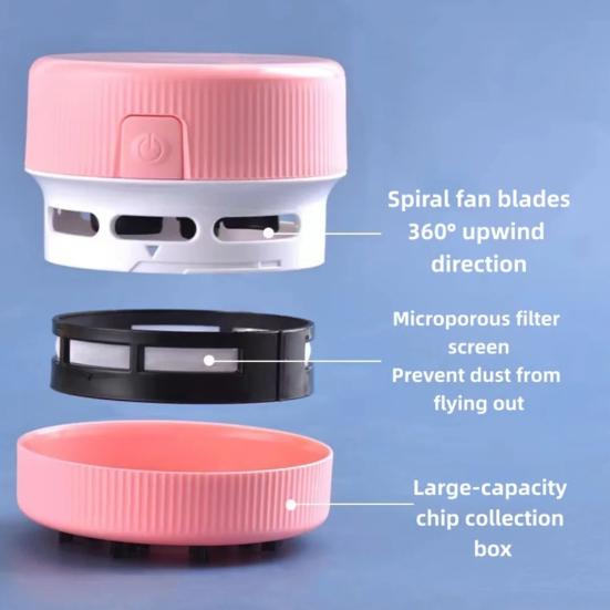 Desktop Vacuum Cleaner Portable Handheld Desk Cleaner for Crumbs Debris Pencil Shavings Snack Paper Eraser