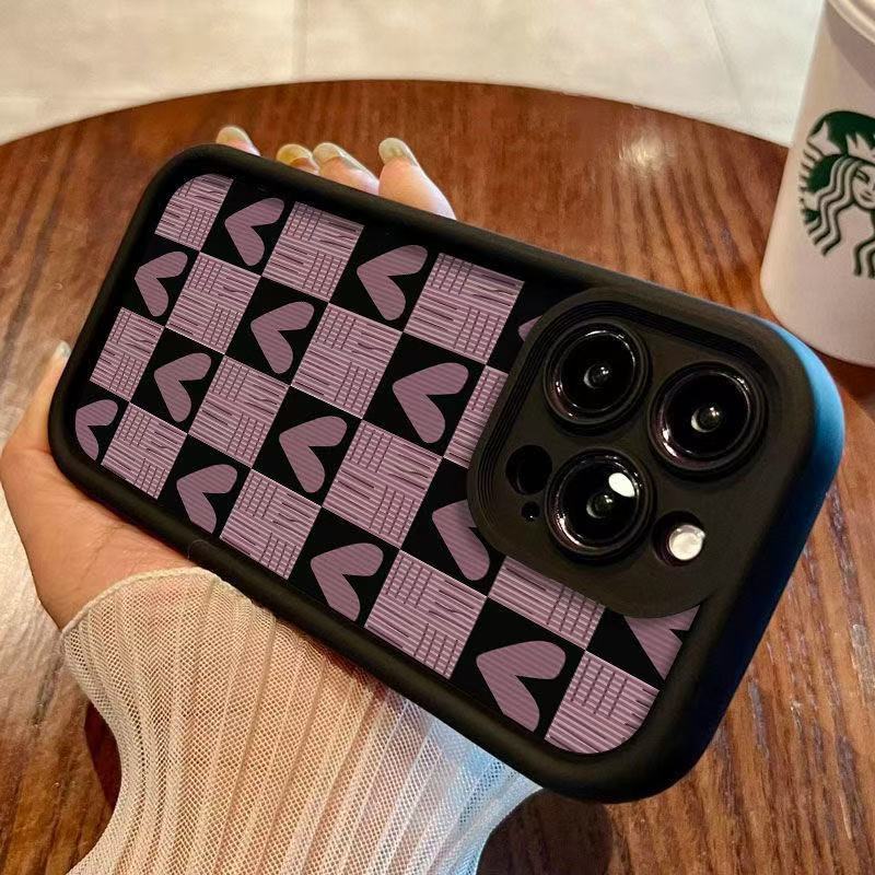 Простая фиолетовая клетка для чехла на телефон iphone16pro apple 15/14/13 promax новый 12x11