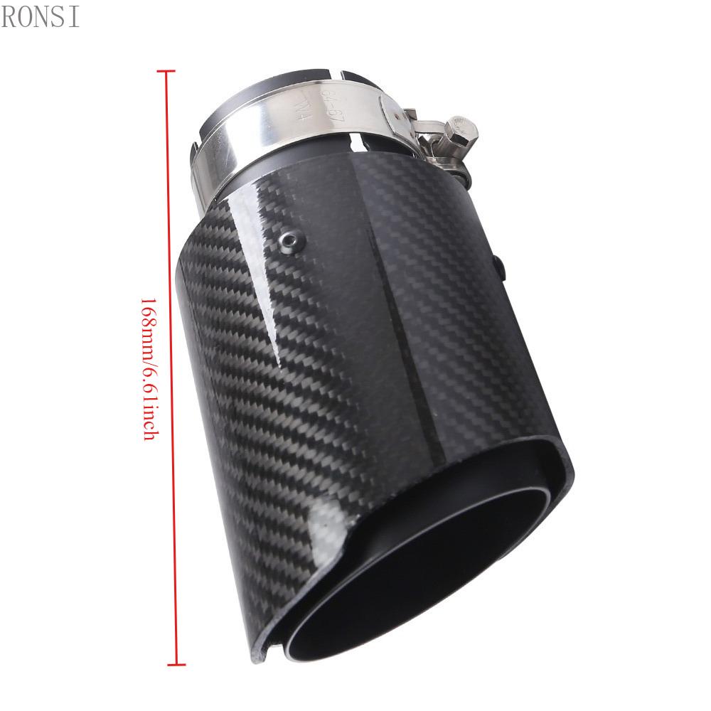 RONSI 1 Pcs Universal Car Glossy Carbon Fiber Black Muffler Tip Exhaust System Pipe Mufflers Nozzle Universal Straight Stainless
