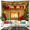 Christmas Tapestry Santa Claus Aesthetic Room Decor Christmas Fireplace Background Tapestry Wall Hanging Home Holiday Decoration