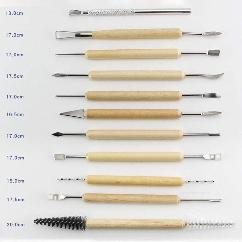 11 шт., набор инструментов для лепки из глины, набор инструментов для резьбы по керамике и керамике, инструменты из глины с деревянной ручкой