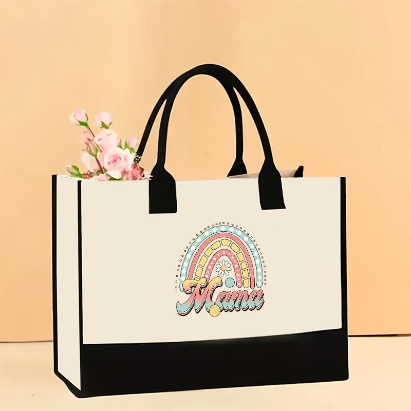 Холщовая сумка через плечо, большая вместительная сумка с принтом, женская модная легкая портативная сумка для подарков и покупок