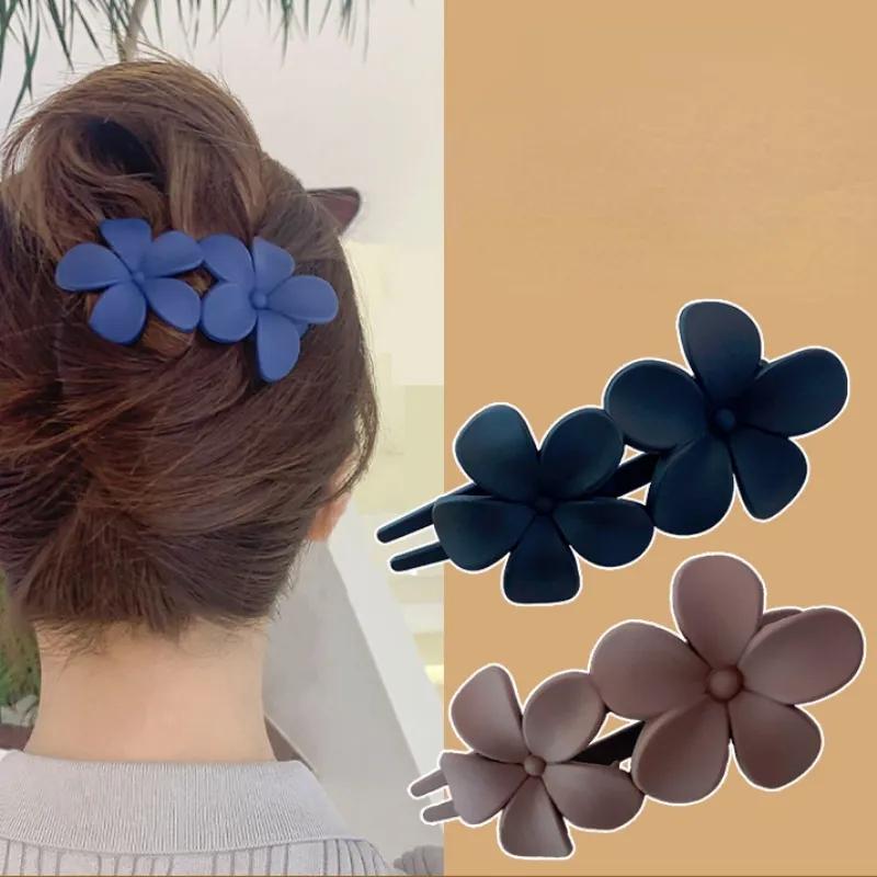 Fashion Flower Hair Clip Headdress Women Hair Clips Back Head Spoon Coiled Hair Hairpin Duckbill Clip Ponytail Clip