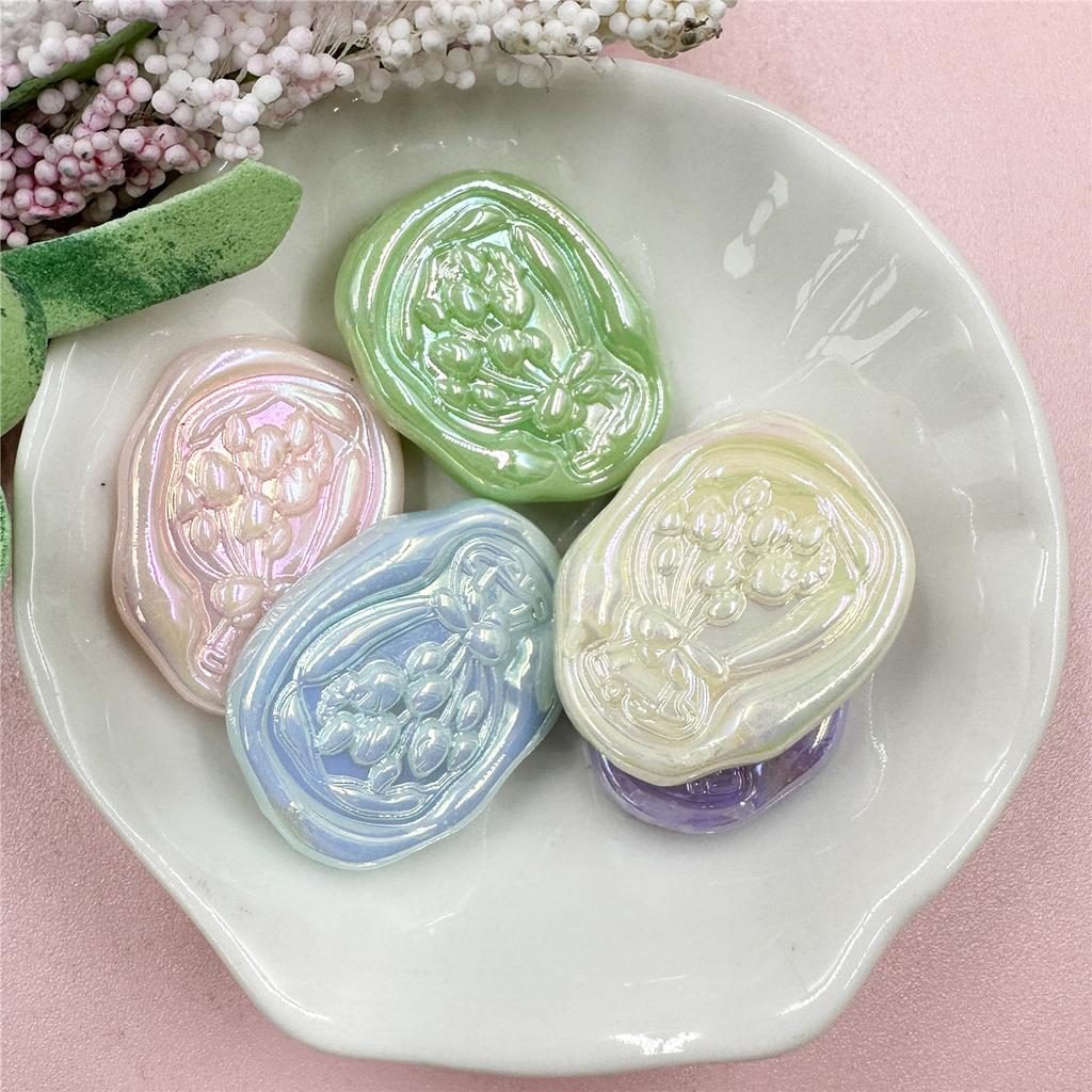 Hanmade Acrylic Geometry Handcrafted Beads Loose Spacer Handmade Bracelet Necklace DIY Tulip Flower For Jewelry Making 5pcs 21*27mm Beads