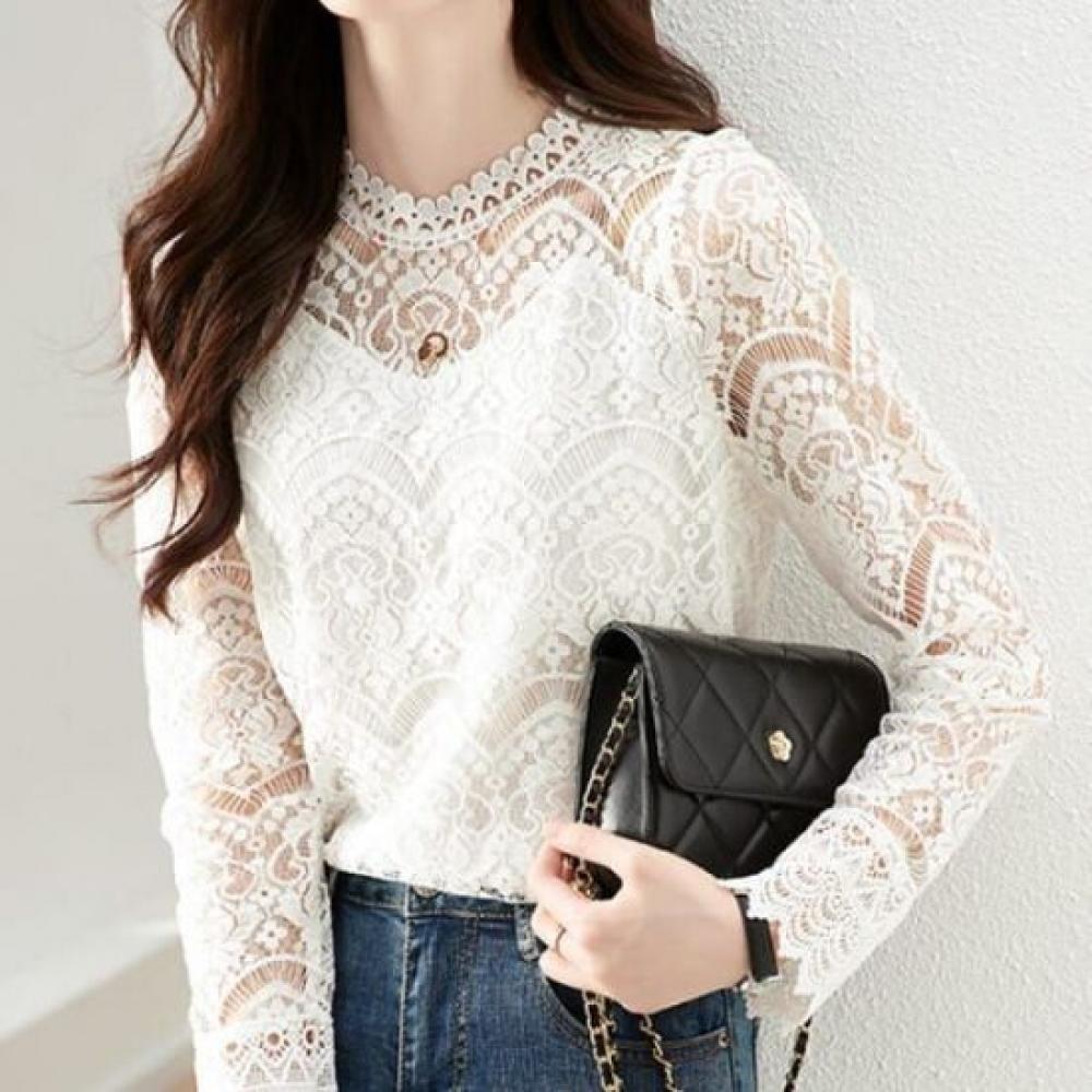 Navava Women Lace Long Sleeve Blouse Nb3010