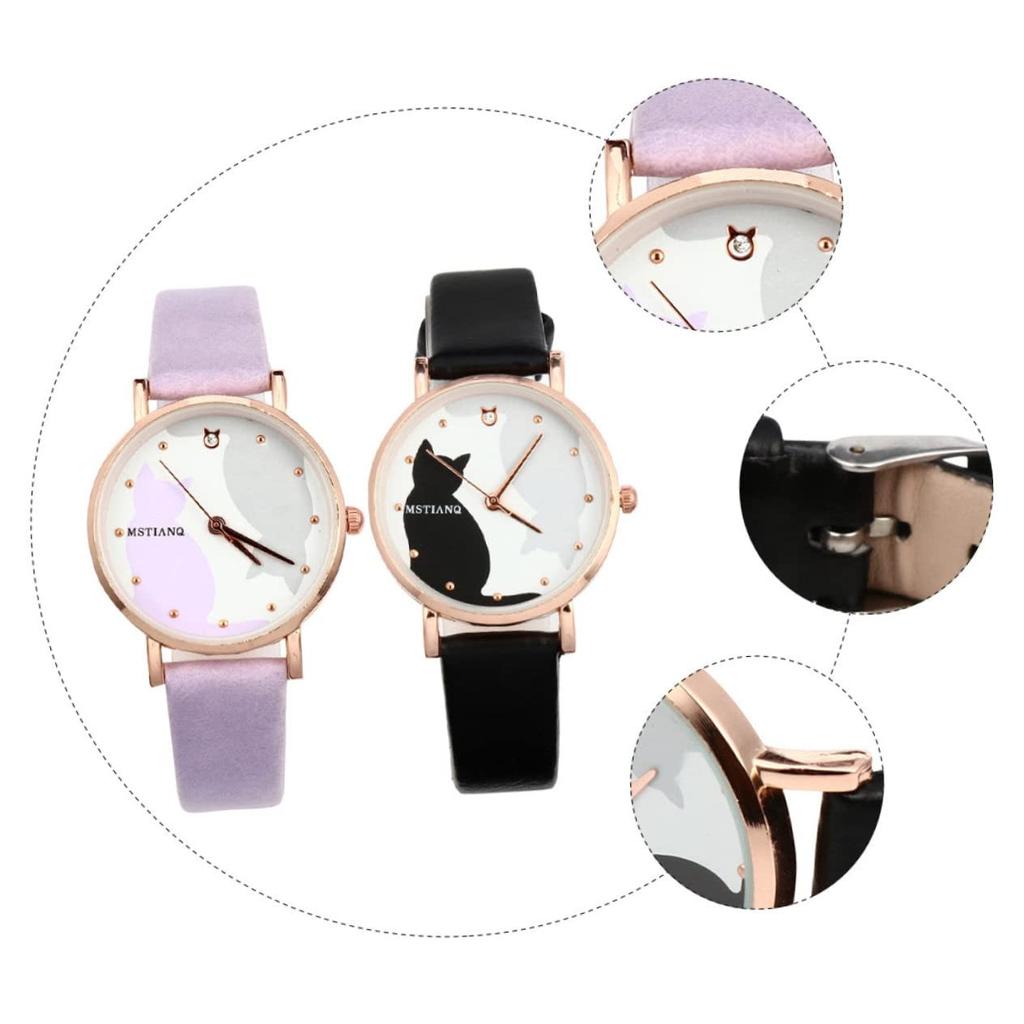MUCKLILY Мультфильм Кот Часы Часы 2 шт Детские Девочки Часы Женские Часы Детские Часы Девочки Часы Кошка Часы Девочки Ученики начальной школы Lilojes