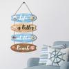 Beach Theme Wooden Beach Sign Vintage Ocean Coastal Wall Decor Surfboard Hanging Pendant  Cafe Bar