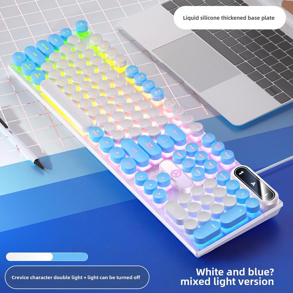 Проводная игровая клавиатура K600 с серебристой резьбой и колпачками в стиле панк