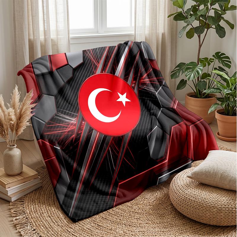 Turkey Football Printed Flannel Blanket Skin Friendly Warm Decorative Throw for Indoor Couch Bed Daily Use