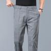 Summer Thin Plaid Formal Stretch Pants Men Slim Business Grey Black Casual Pant Fashion Male Clothing England Trousers