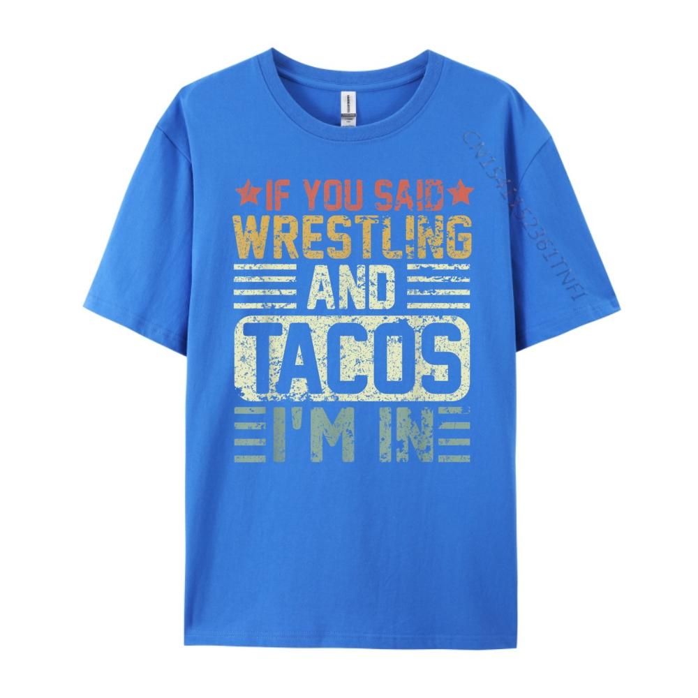 Vintage Funny Wrestling And Tacos Novelty Sports Oversized T Shirt Men Women Casual Everyday Mens Clothing Party
