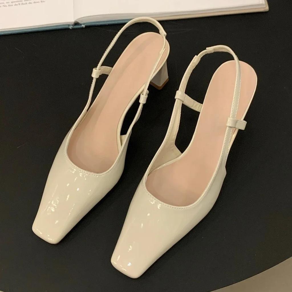 Fashion Leather Mary Janes Shoes 2024 Summer New Fashion Square Toe Women's Pumps Comfortable Chunky Heel Ladies Single Shoes