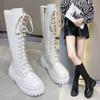 Thick-soled and Fitted, Cross-tied High Boots, Long-top New Women's Shoes