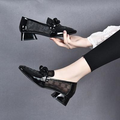 Туфли для женщин 2024 года, обычная кожаная повседневная женская летняя обувь, элегантные мокасины на низком каблуке, прозрачный квадратный носок, прозрачный шик 39