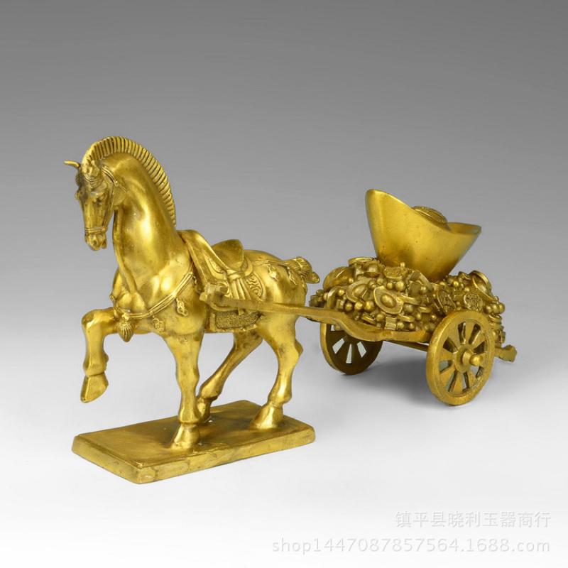 Бронзовая Конная Повозка Юаньбао Украшение Зодиакальная Лошадь Повозка Домашний Декор Церемония Открытия Ремесленное Подарок