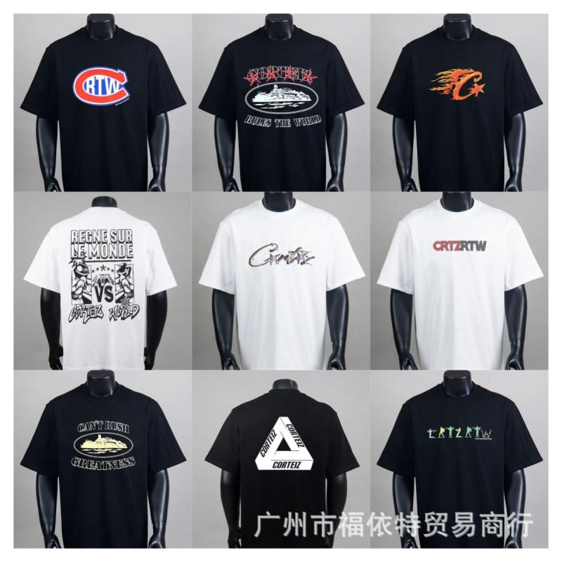 Corteiz Alcatraz Vintage Print T-Shirt Men Women Streetwear Loose Fit Short Sleeve Tee