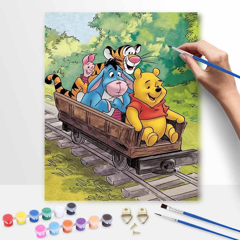 Disney Oil Painting Kit Painting Winnie Friends Ride Home Bedroom Wall Decor Gift