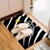 Black And White Stripes With Shield Printed Office Carpet Chair Cushion  Entryway Rug, Rugs for Living Room, Bedroom Christmas gifts