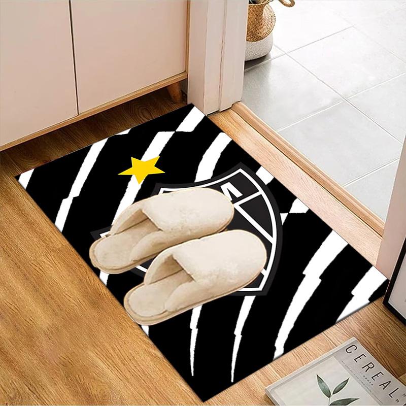 Black And White Stripes With Shield Printed Office Carpet Chair Cushion Entryway Rug, Rugs for Living Room, Bedroom Christmas gifts