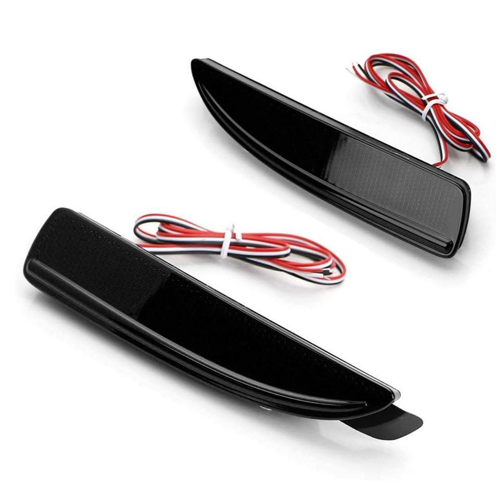 Pair Smoked Black LED Rear Bumper Reflector Brake Signal Lamps For Mazda 3 5 6