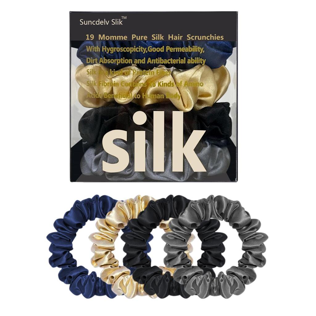 Резинки для волос из 100% чистого шелкового шелка, шелковые резинки для волос, резинки для волос, узкие резинки для волос, держатели для хвостиков, аксессуары для ухода за волосами