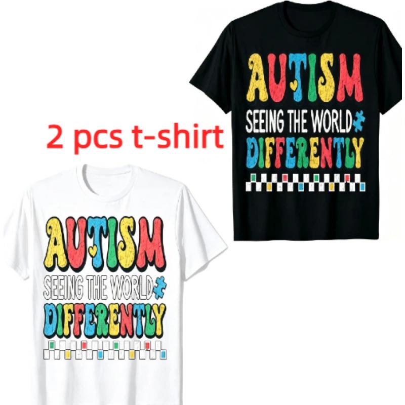 Fun Multicolored Letters Print Kids T-Shirts Summer Fashion Street Outdoor Casual T-shirt Tops for Boy and Girl's Tees Top