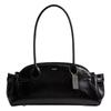 COACH Empire Carryall 34 Metal Logo Zip Closure Glazed Leather Shoulder Bag Large Women's Black