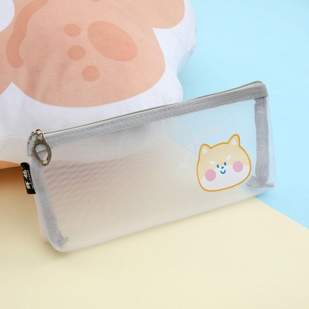 Мультяшный сетчатый пенал креативная сумка для хранения канцелярских принадлежностей простая косметичка для хранения студент