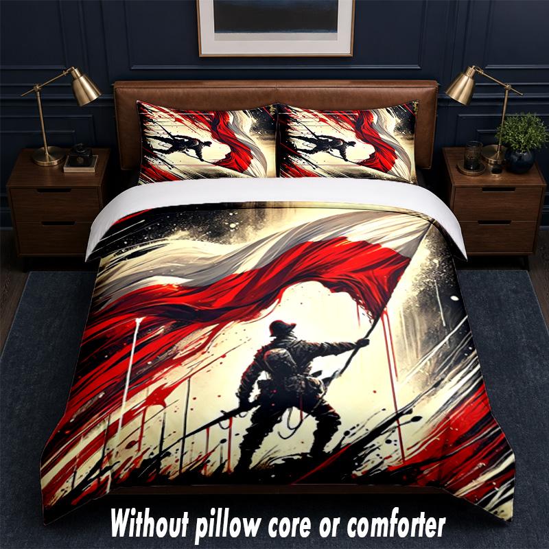 Poland Design Bed Bedding Set 1 Duvet Cover + 2 Pillowcases Soft Breathable Household Bed Linens