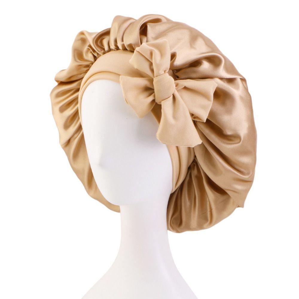 Turban Bonnet Silk Nightcap Hair Care Sleep Hat Headwear Sleeping Cap  Women Children