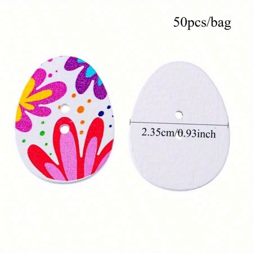 50pcs/bag Painted Easter Eggs Multicolor Wooden Buttons Crafts Scrapbooking Decorative Buttons Sewing