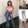 New Boho Summer Women's Stretch Bell Bottom Trousers Ladies Slim Printed Flared Pants High Waist Fashion Women Long Pants