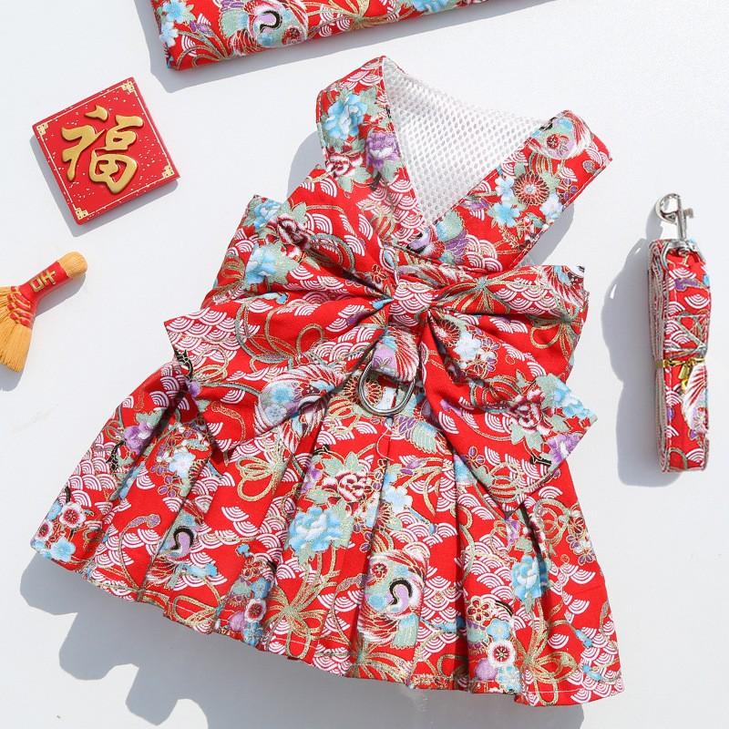 Pet Dog Cat Harness With Festive Dress Style Leash Small Breeds XS To XL New Celebration Outfit