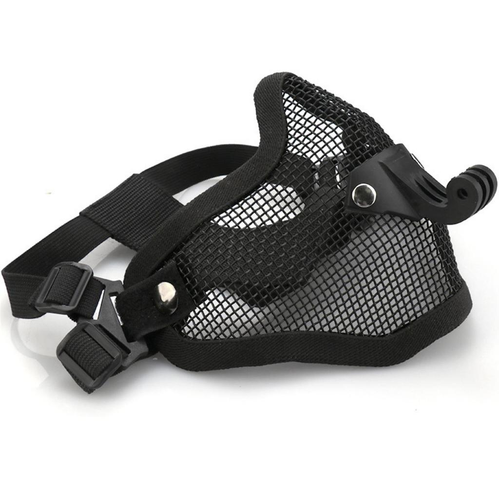 GoPro DJI Action Sports Camera Mount & Tactical Mask with Phone Holder - Half-Face Steel Wire Protective Gear