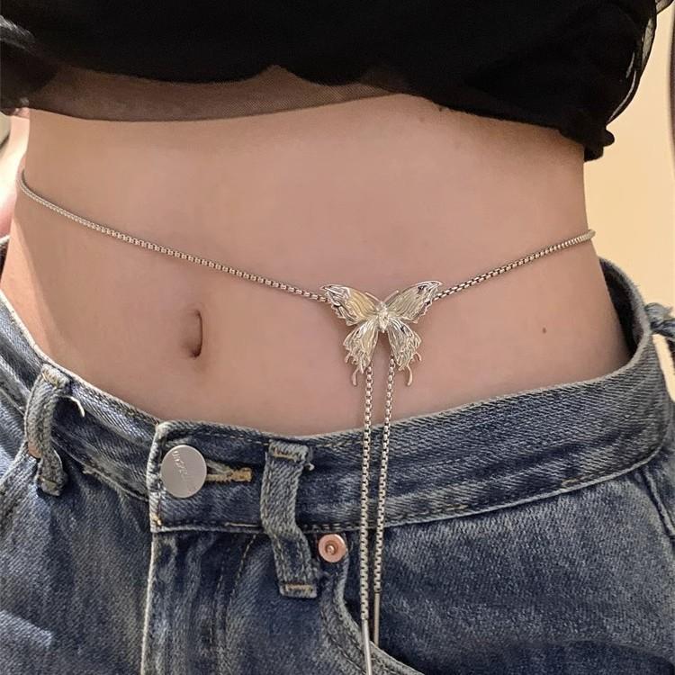 Ожерелье-бабочка. Регулируемая выдвижная цепочка на талию. Легкая роскошная маленькая цепочка на грудь, колье с усовершенствованным смыслом. Цепочка на ключицу со специями, женские аксессуары.