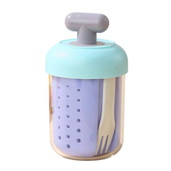 Portable Overnight Oats & Salad Jar with Built-In Fork 500ml Microwave-Safe Breakfast Bowl with Lid BPA-Free Fruit Cup for Meal Prep Travel
