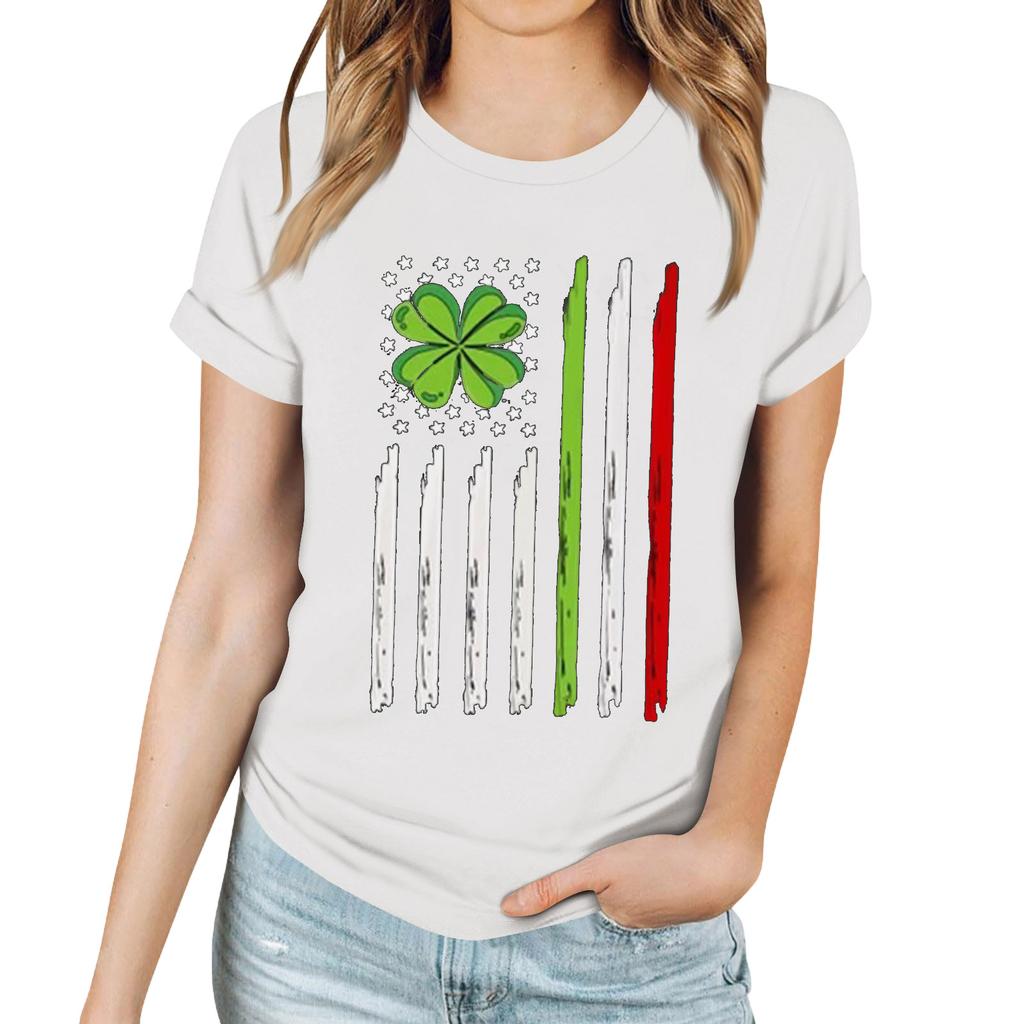 Женская повседневная футболка с принтом, пуловер с круглым вырезом, топ с короткими рукавами