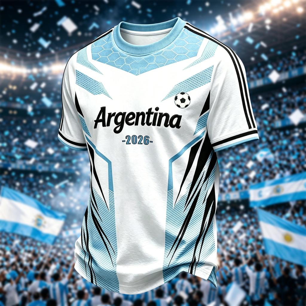 Argentina Men's Casual Printed Neck Short Sleeve T-Shirt Lightweight Breathable Summer Top