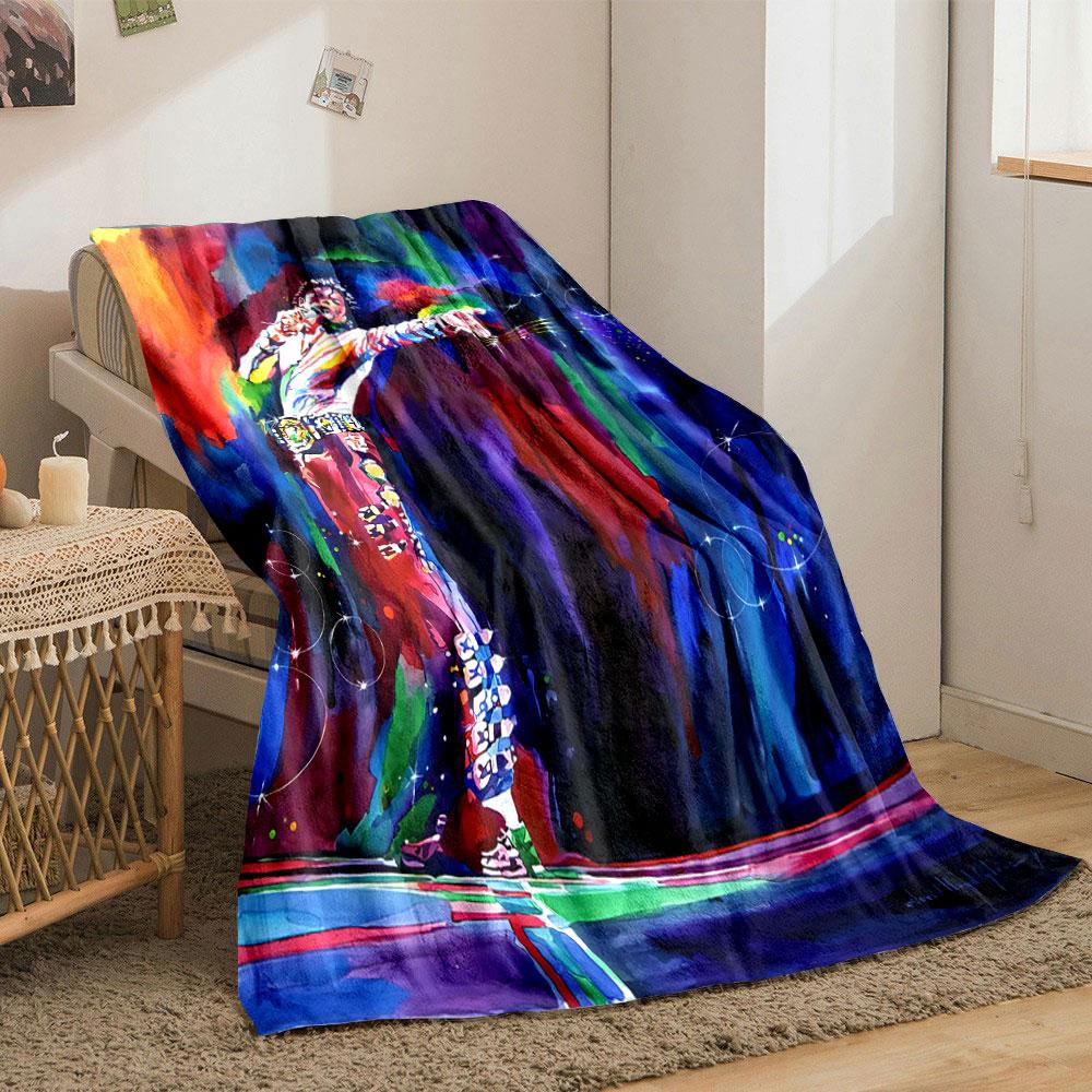 A vibrant, colorful portrait of a performer with dynamic brush strokes. for all seasons blanket lunch break throw gift