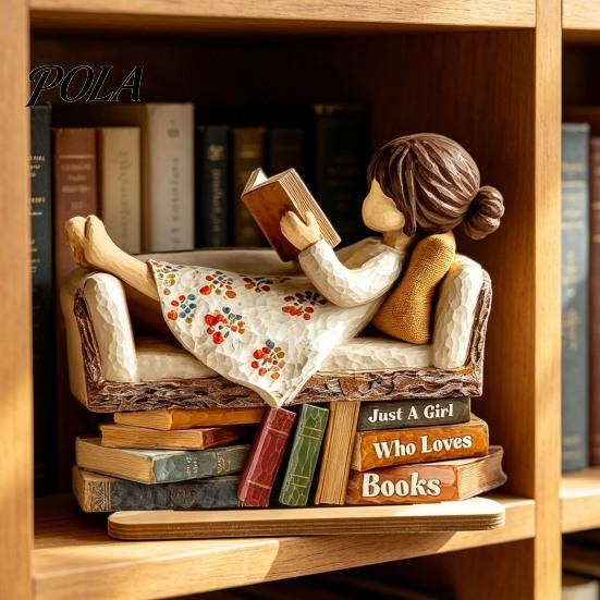 Чтение на диване Деревянная табличка Женщина Книга Деревянная табличка, Просто девушка/мальчик, который любит Статуэтка для персонализированного украшения для влюбленных Полка Стол, Литературная стена