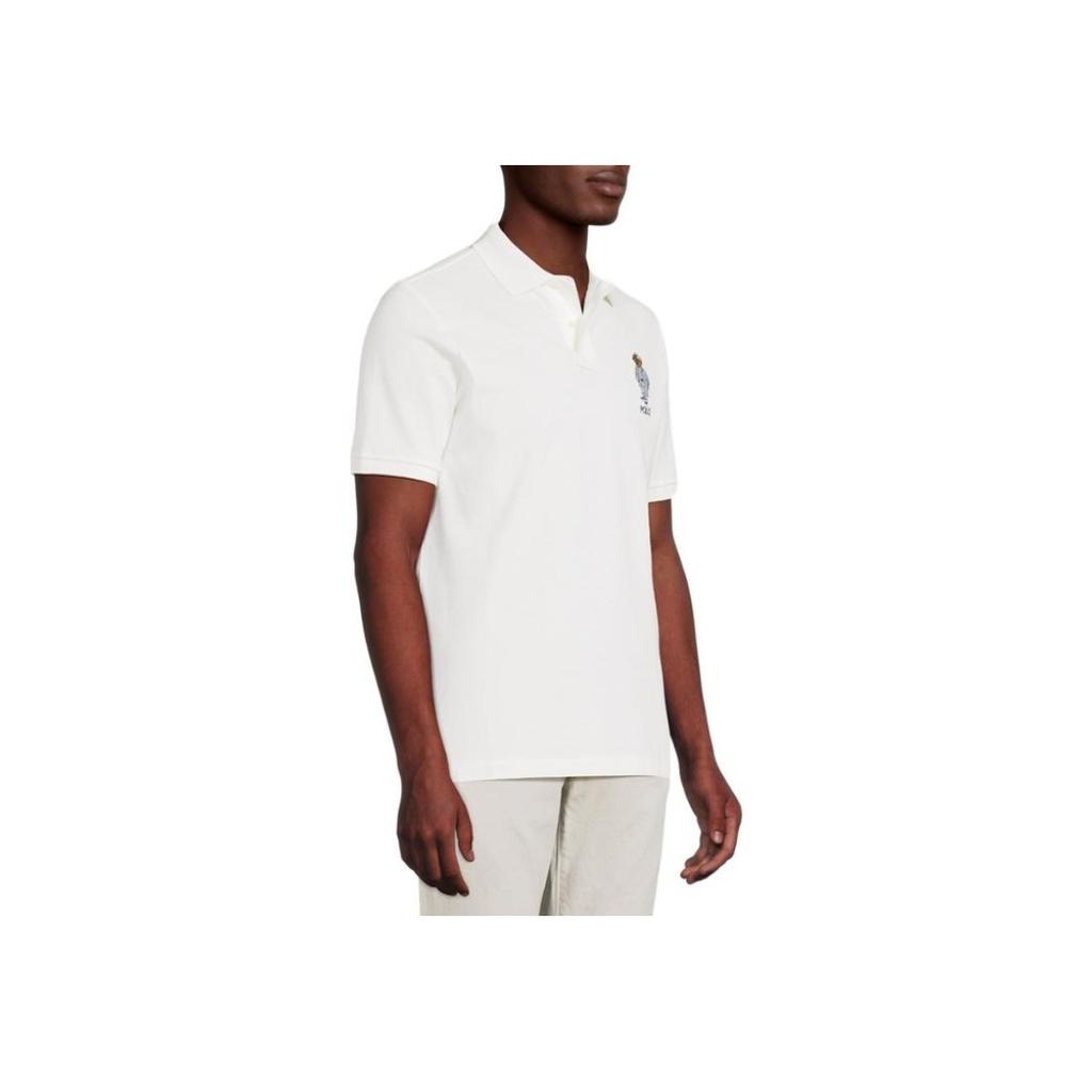 Мужская футболка-поло Polo Ralph Lauren с узором из сетки, с коротким рукавом, топы, белая 710967444-001