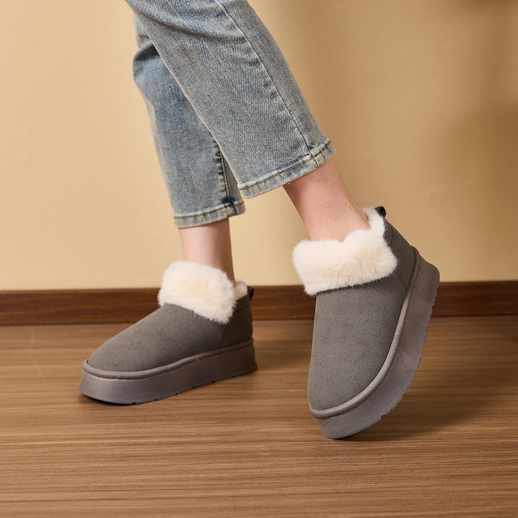 Теплые домашние хлопковые туфли для осени и зимы, нескользящие хлопковые тапочки для дома, плюшевые ботильоны на толстой подошве для улицы