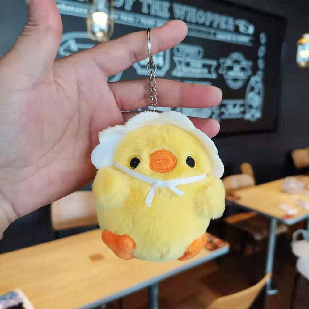 Hanging Schoolbag Pendant Plush Keychain Keyring Chicken Plush Toy Little Yellow Chicken Pendant
