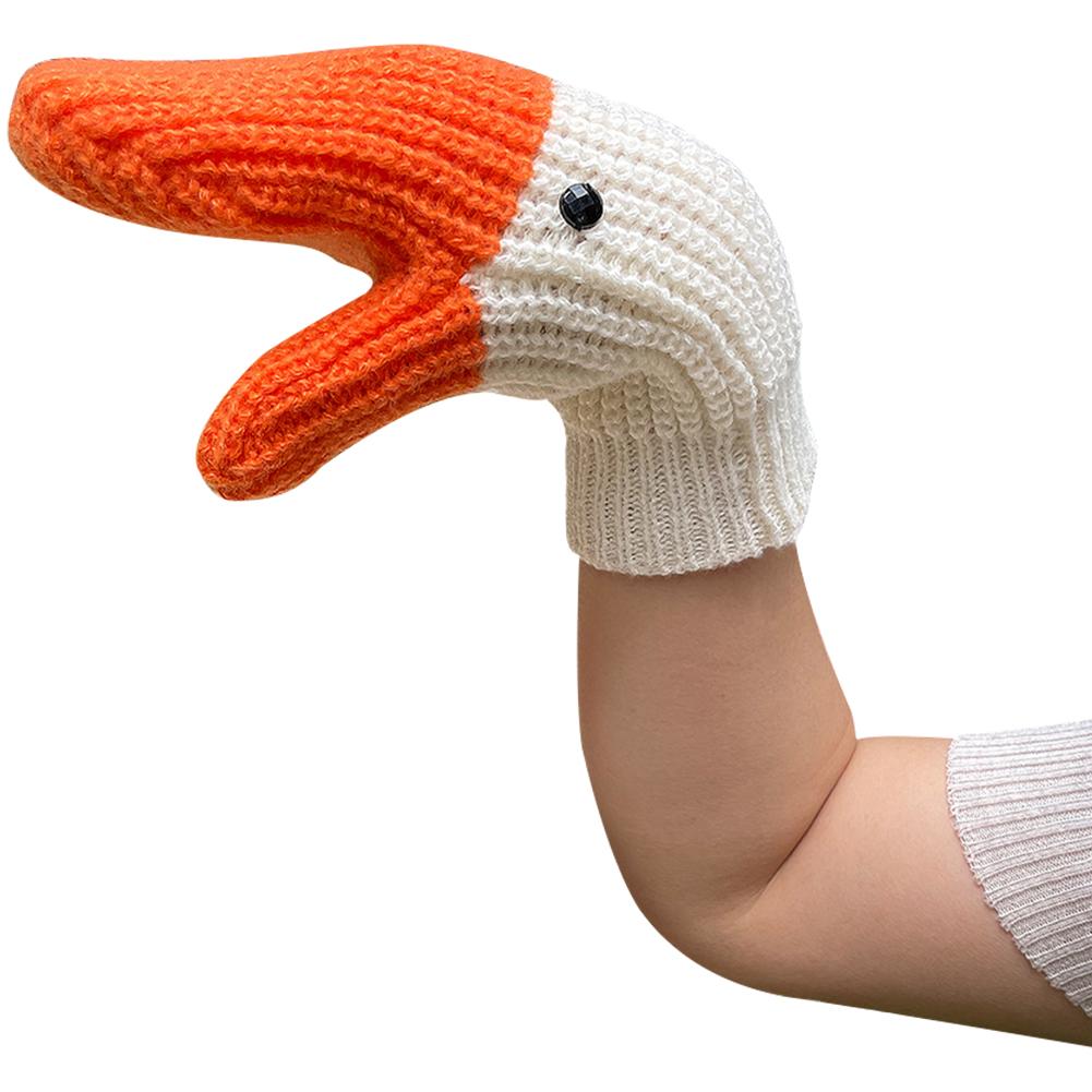 Вязаные перчатки унисекс в виде лебедя, морозостойкие перчатки Kawaii Swan, креативные вязаные перчатки с полным пальцем на осень и зиму