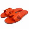 Pristine Sandals Oran H Design Leather Flats Orange Leather Women 37.5 Used