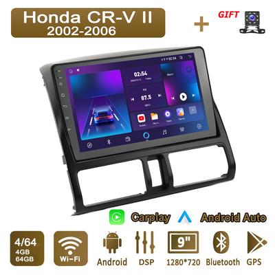 Android Carplay автомобильное радио для Honda CR-V II 2002-2006 мультимедийный проигрыватель головное устройство стерео GPS навигация BT WIFI 4+64 ГБ