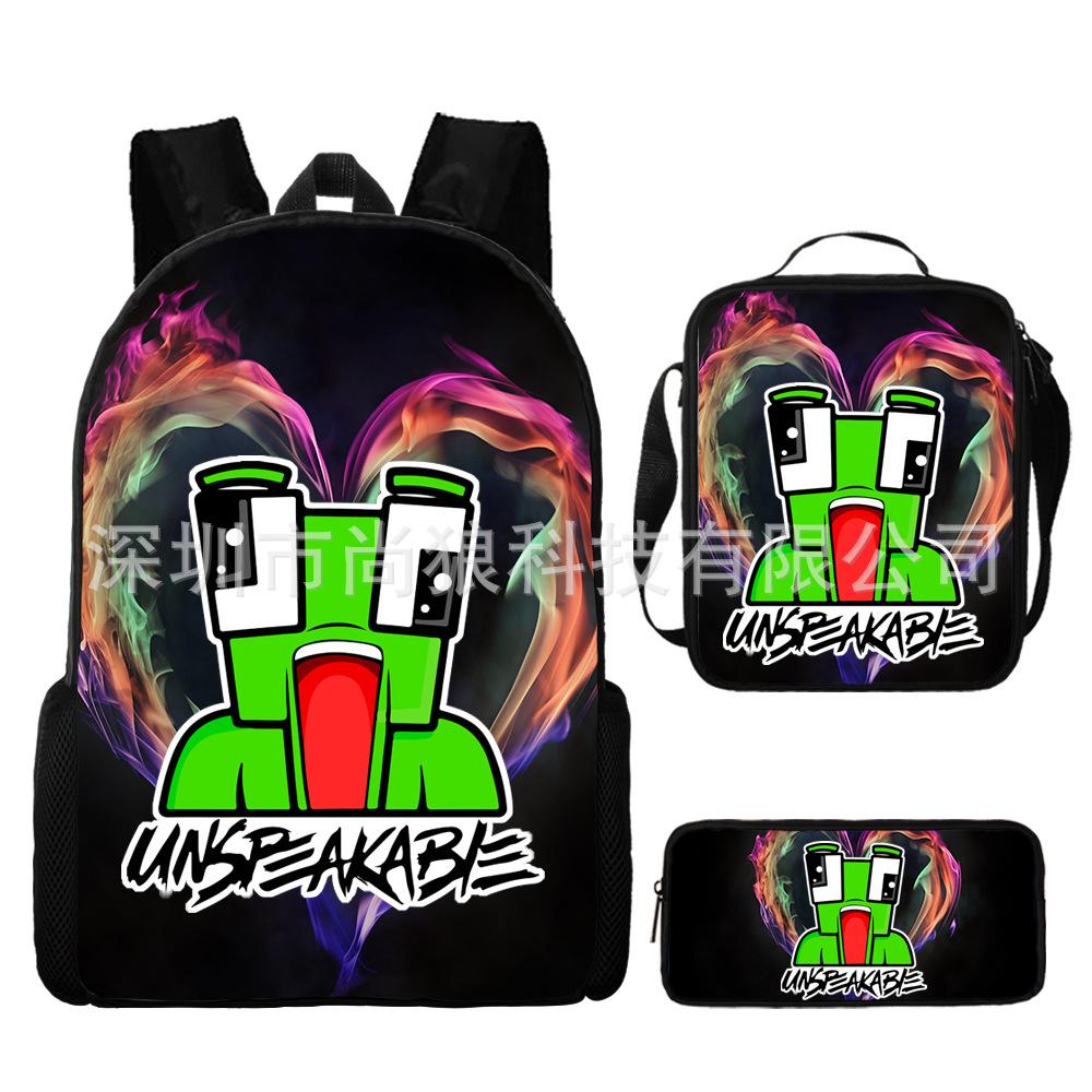 Unspeakable Pattern Schoolbag Large Capacity Backpack Shoulder Bag Pencil Case Three-Piece Set