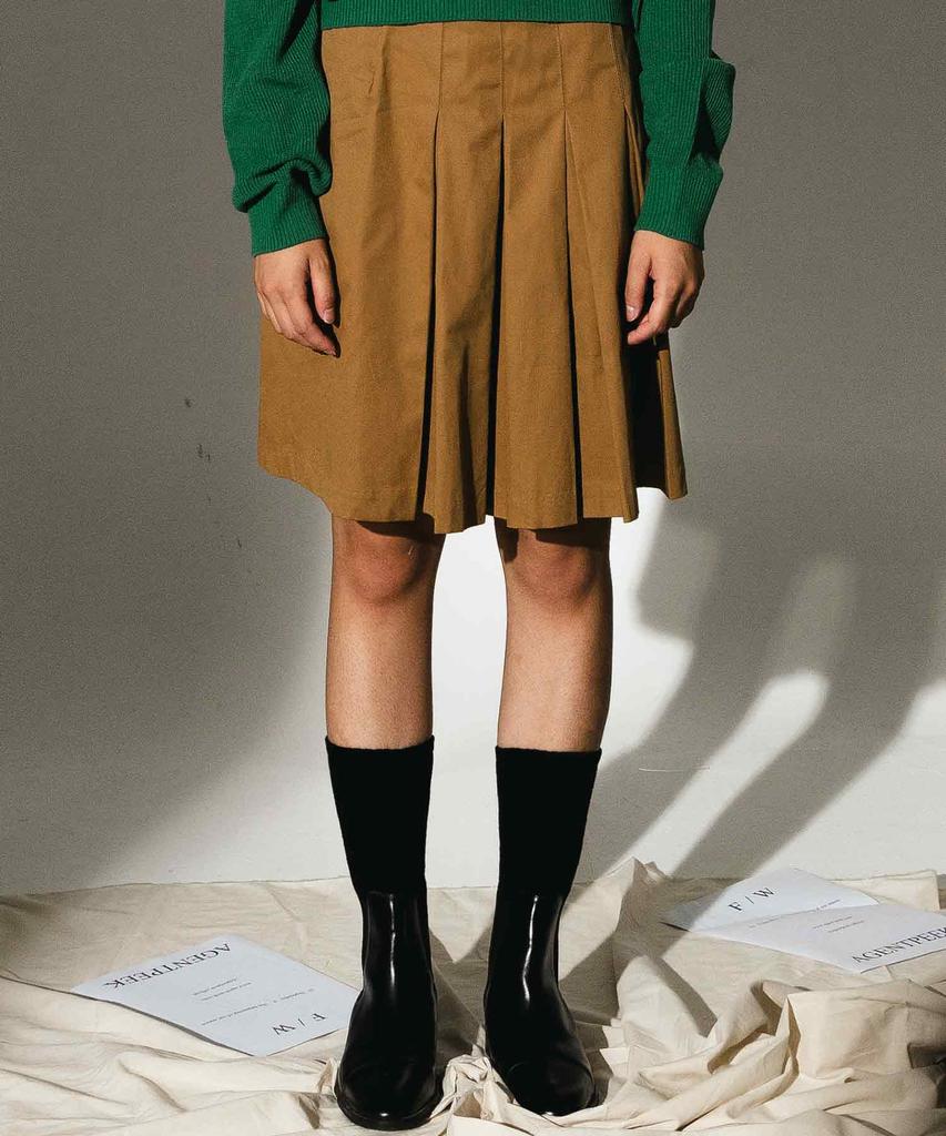 Agent Pick Agp Pleated Mini Beige Skirt