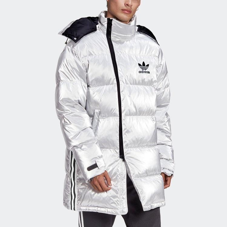 adidas originals Metal Dwn Jkt Stay Warm Diagonal zipper Sports hooded down Jacket Silver Men's GJ6733